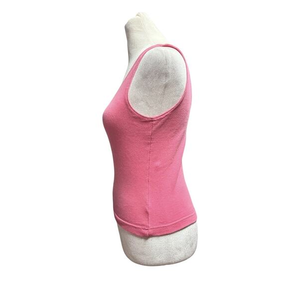 Vintage 90s Y2K Paris Sport Club Sz Large Pink Tank Top Minimalist Preppy Basics - Picture 3 of 7